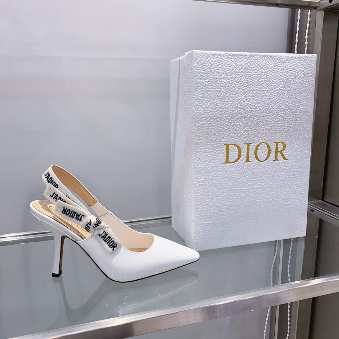 DIOR slingback pumps 95 white patent calfskin