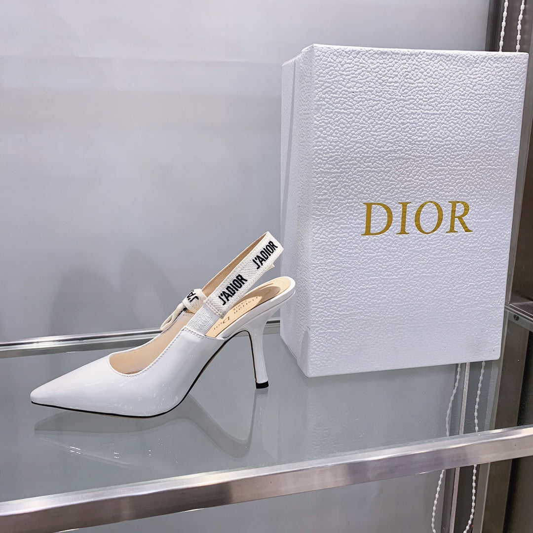 DIOR slingback pumps 95 white patent calfskin