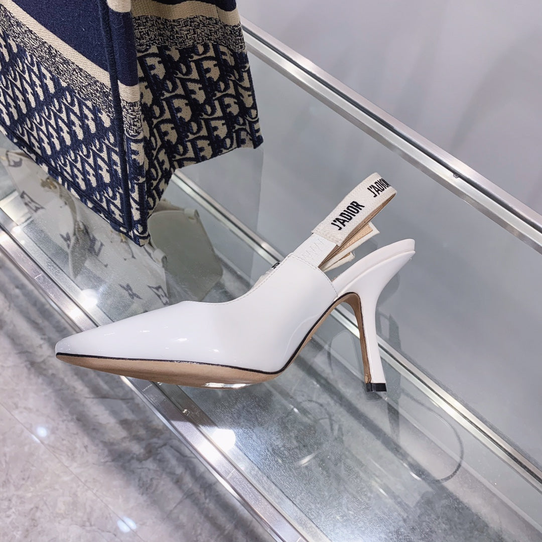 DIOR slingback pumps 95 white patent calfskin