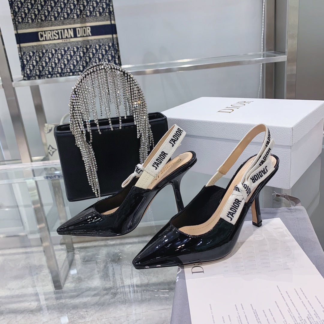 DIOR slingback pumps 95 black patent calfskin