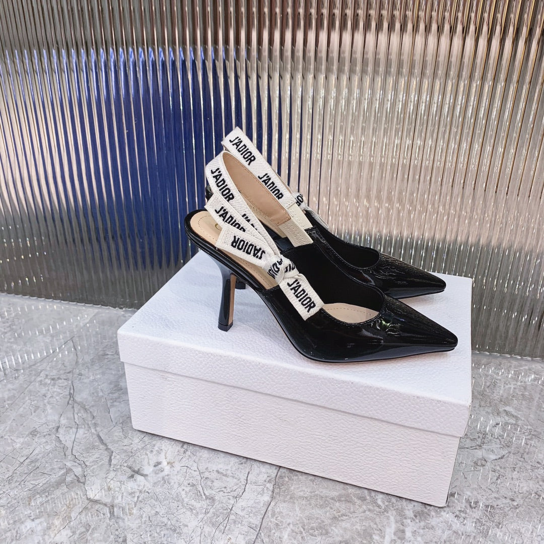 DIOR slingback pumps 95 black patent calfskin