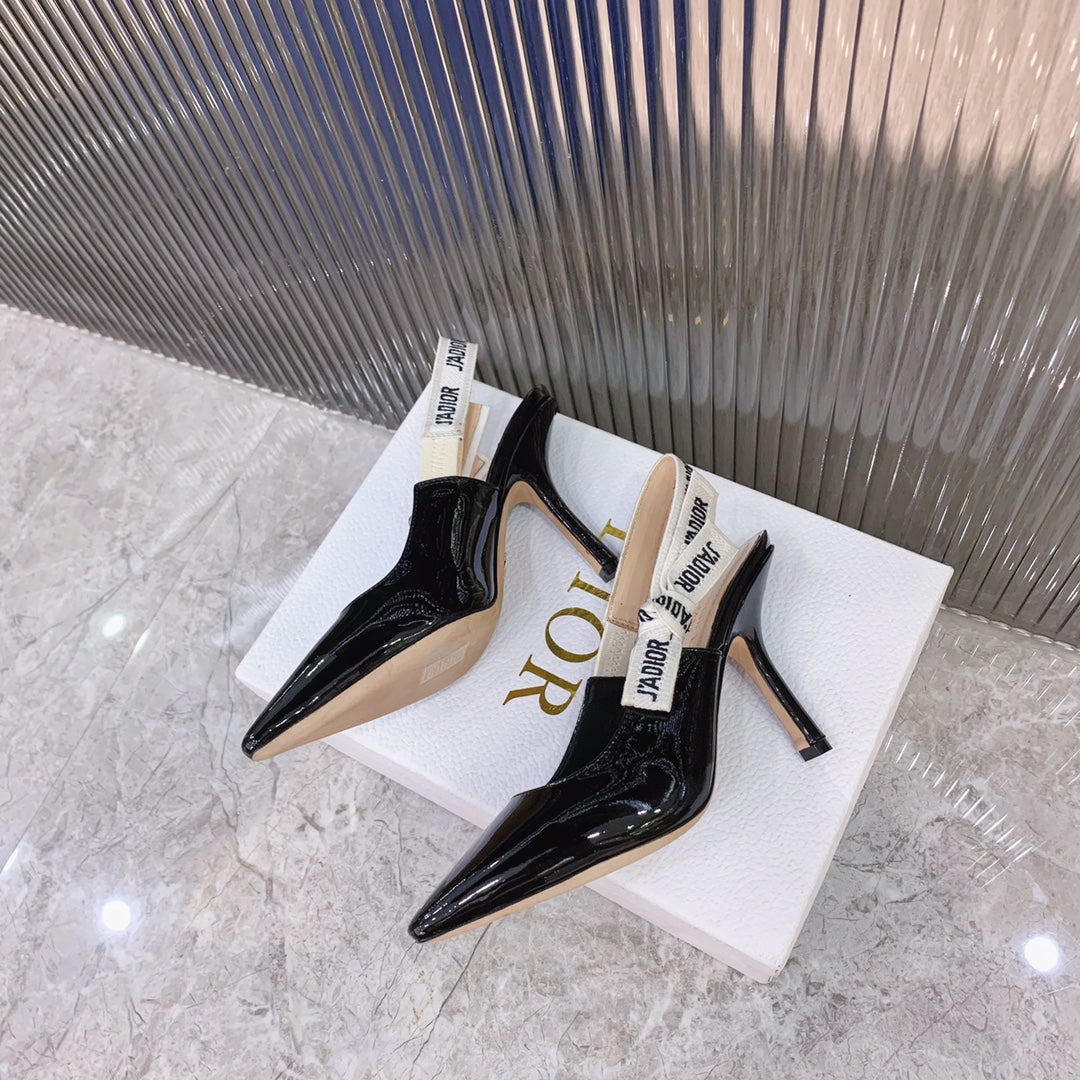 DIOR slingback pumps 95 black patent calfskin