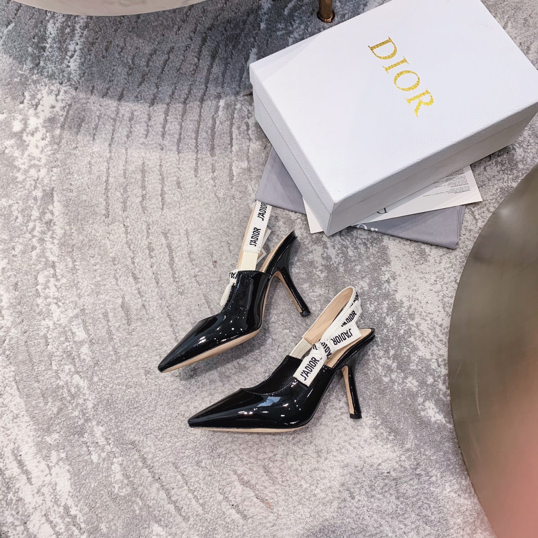 DIOR slingback pumps 95 black patent calfskin