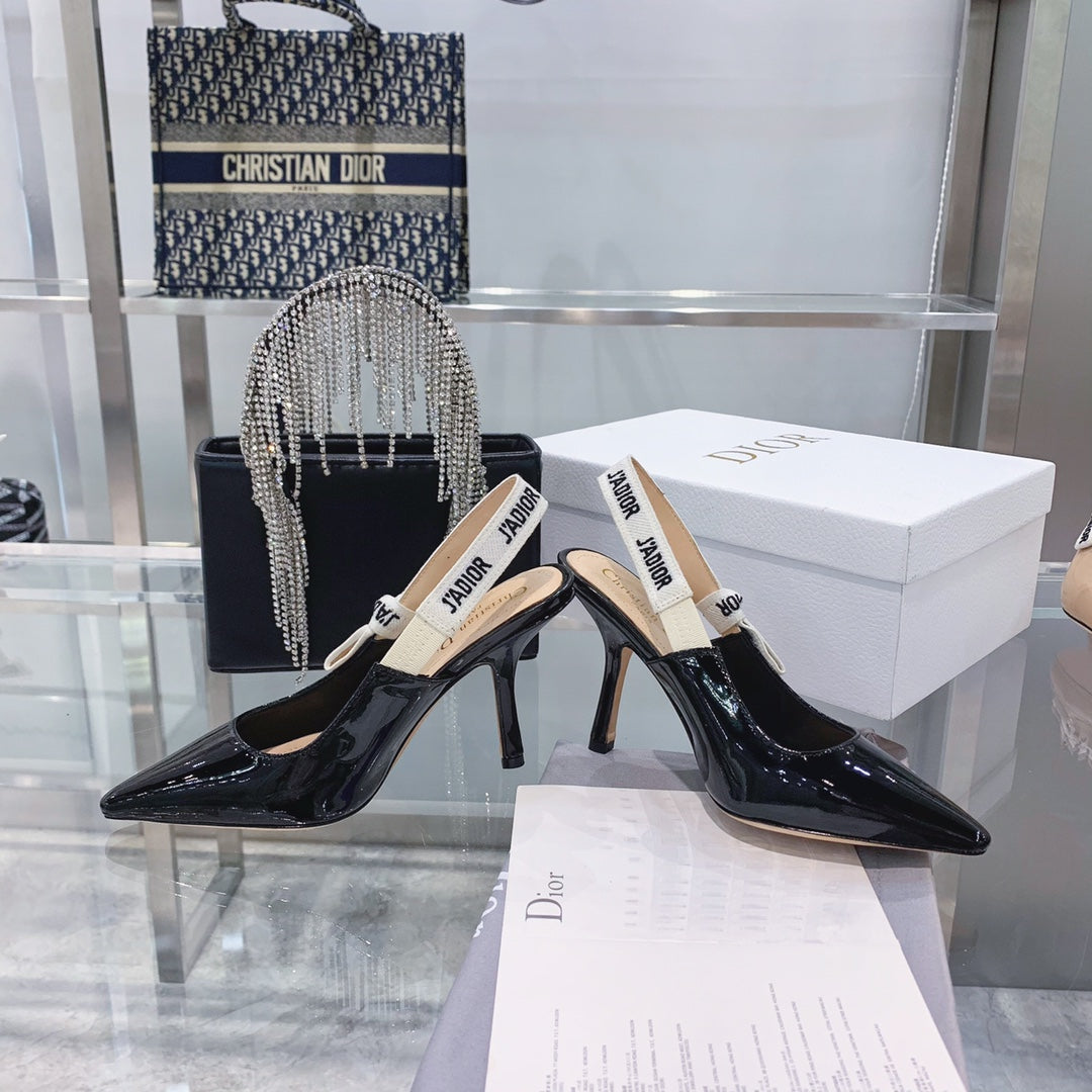 DIOR slingback pumps 95 black patent calfskin