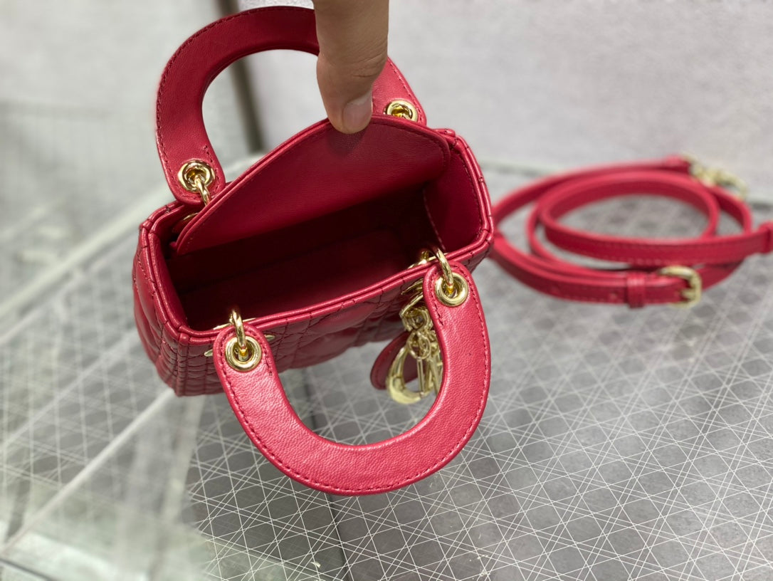 DIOR micro lady 12 red lambskin