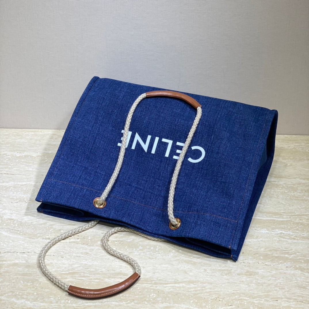 Celine CANVAS TOTE 43 NAVY BLUE DENIM
