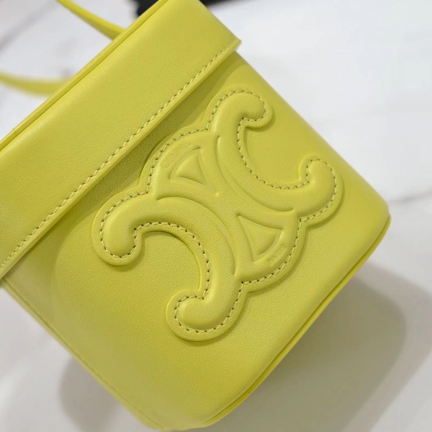 Celine SQUARE BOX CROSSBODY BAG 11 LEMON YELLOW CALFSKIN