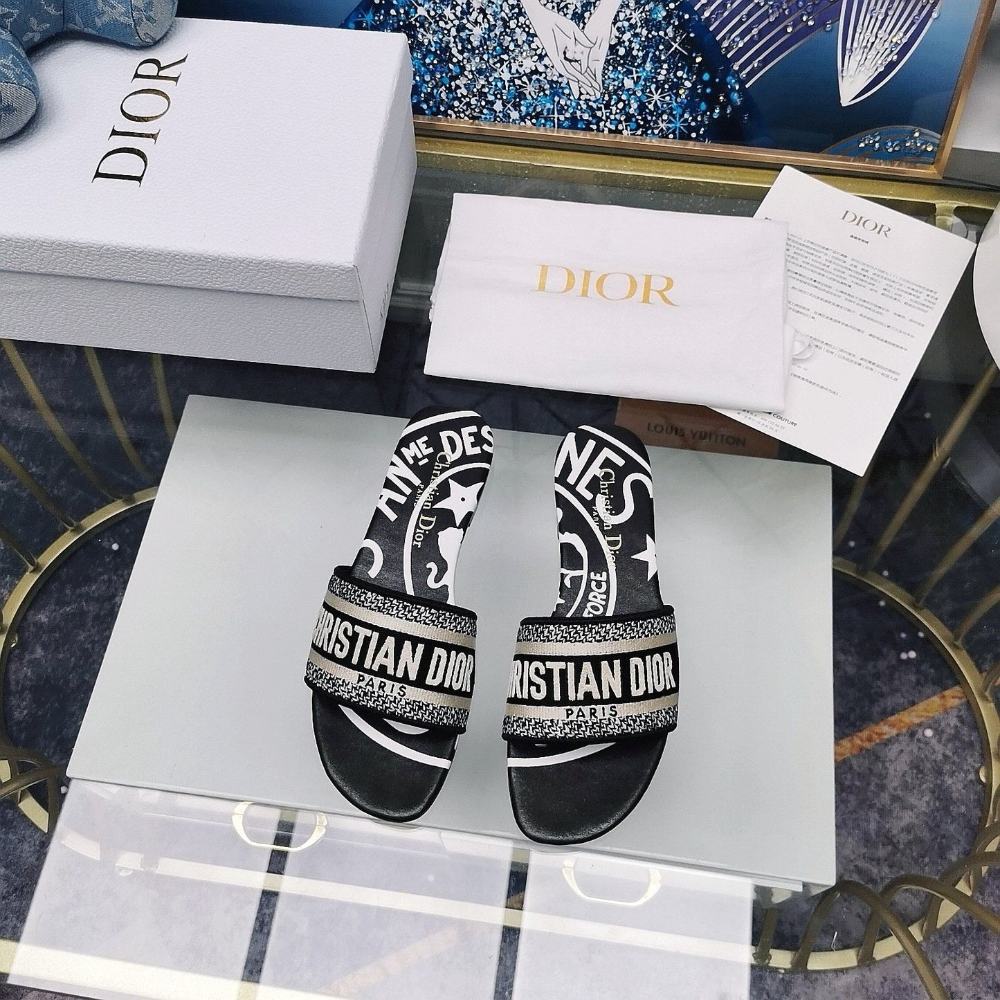 DIOR Mule Dway Slide 10mm Multi-motifs Style 30