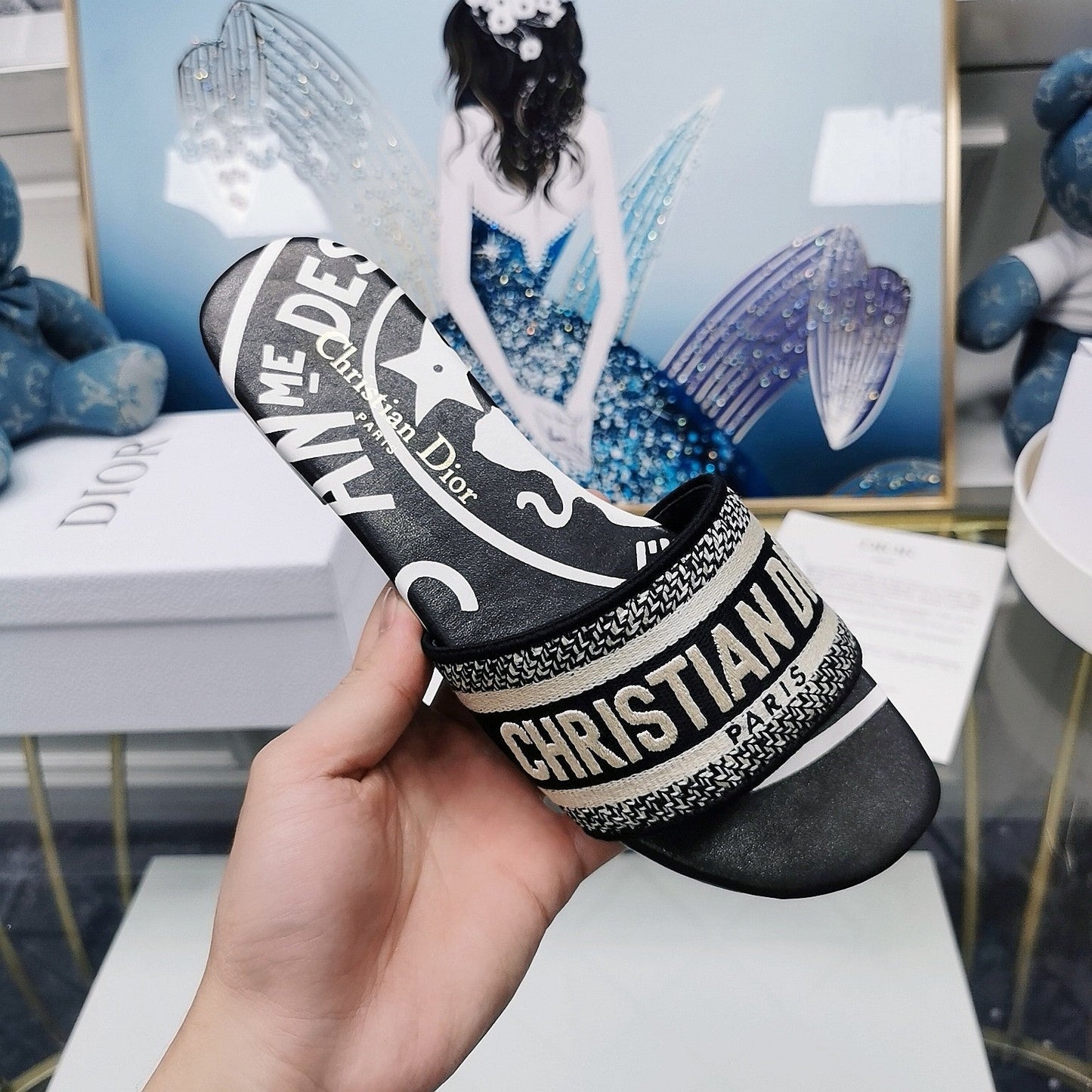 DIOR Mule Dway Slide 10mm Multi-motifs Style 30