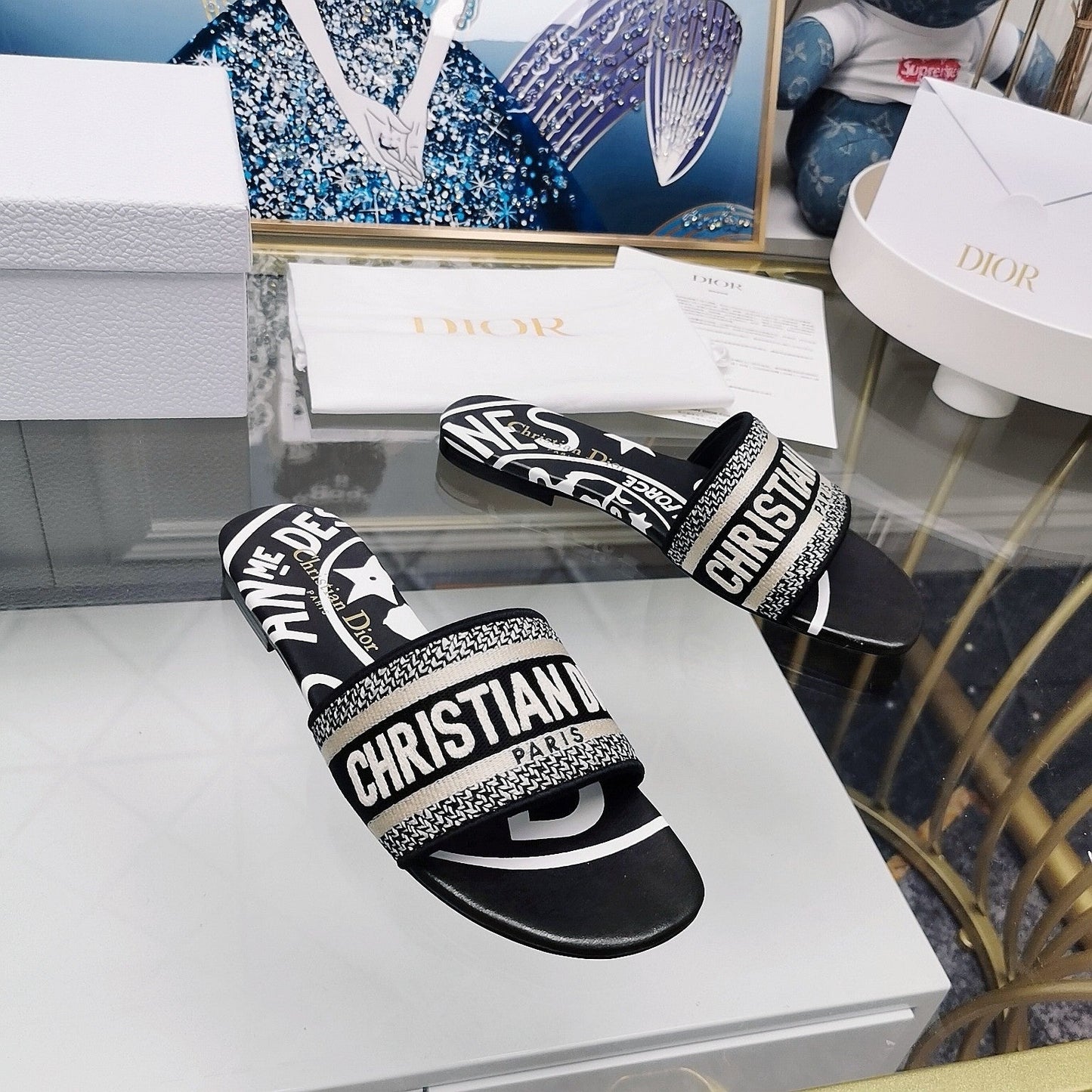 DIOR Mule Dway Slide 10mm Multi-motifs Style 30