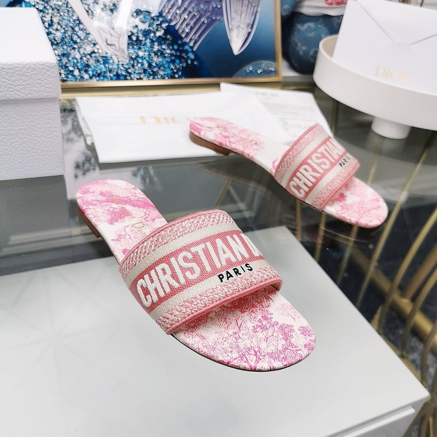 DIOR Mule Dway Slide 10mm Multi-motifs Style 28
