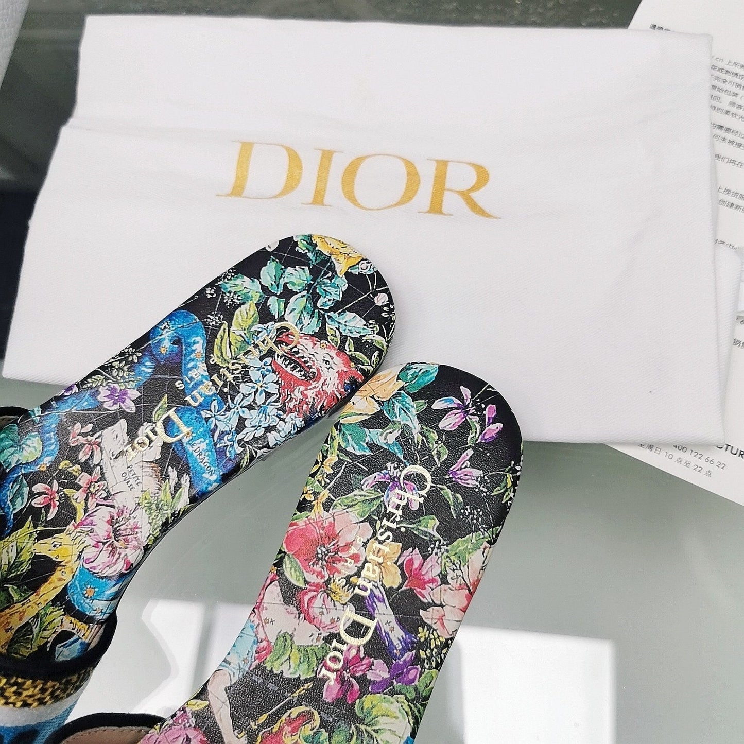 DIOR Mule Dway Slide 10mm Multi-motifs Style 25
