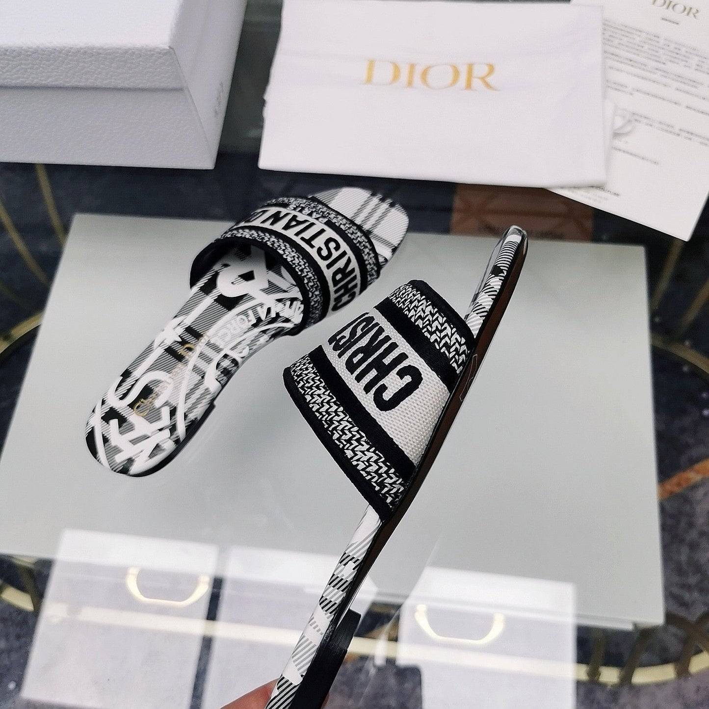DIOR Mule Dway Slide 10mm Multi-motifs Style 31
