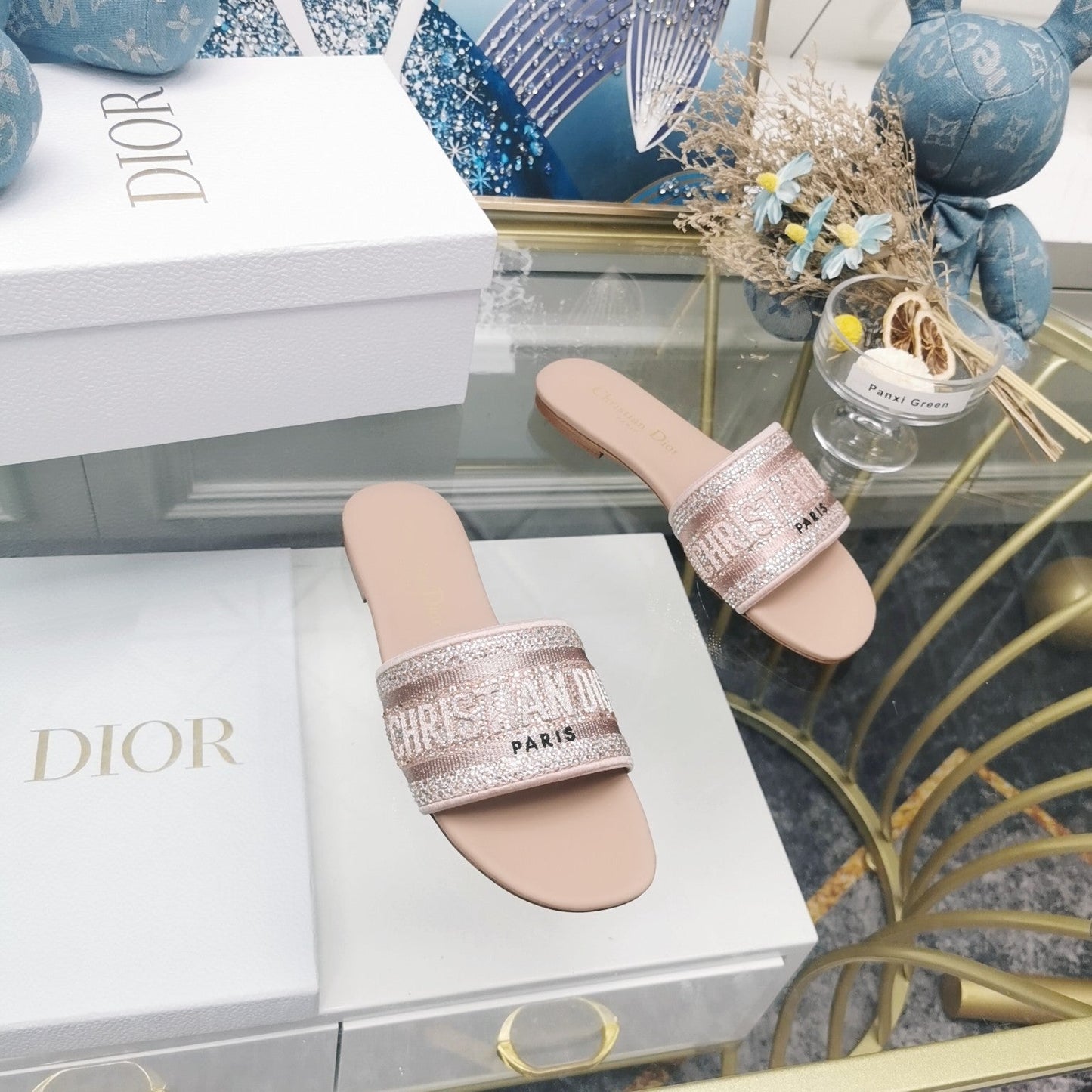 DIOR Mule Dway Slide 10mm Multi-motifs Style 23