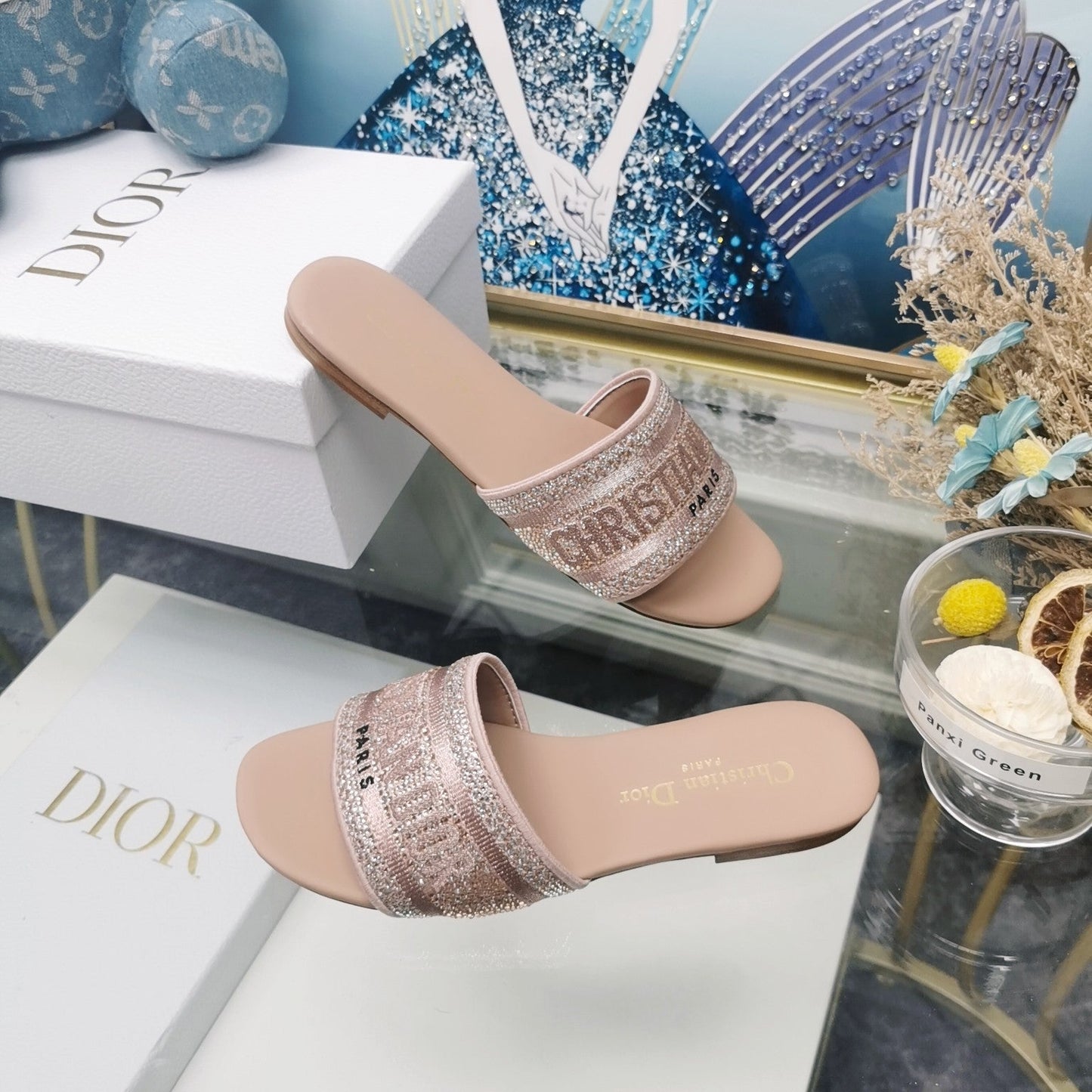 DIOR Mule Dway Slide 10mm Multi-motifs Style 23