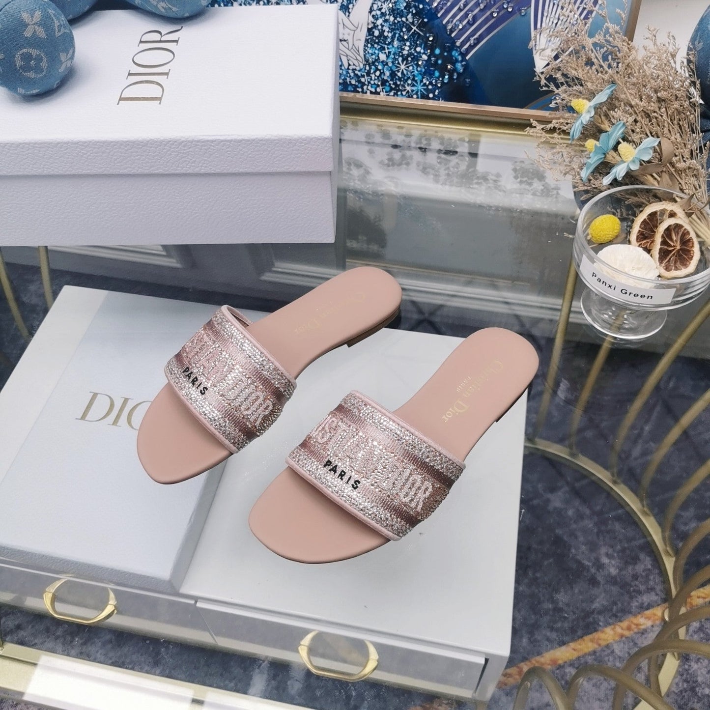 DIOR Mule Dway Slide 10mm Multi-motifs Style 23