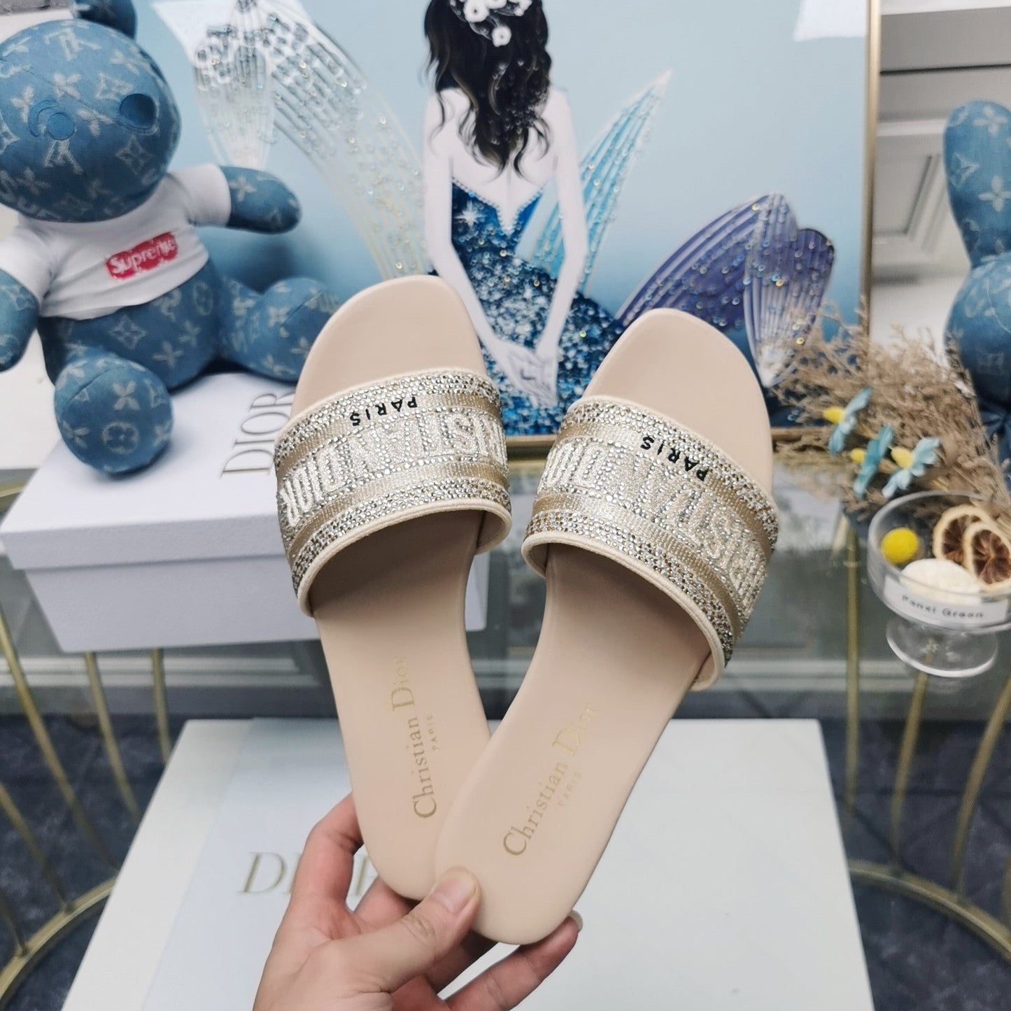 DIOR Mule Dway Slide 10mm Multi-motifs Style 22