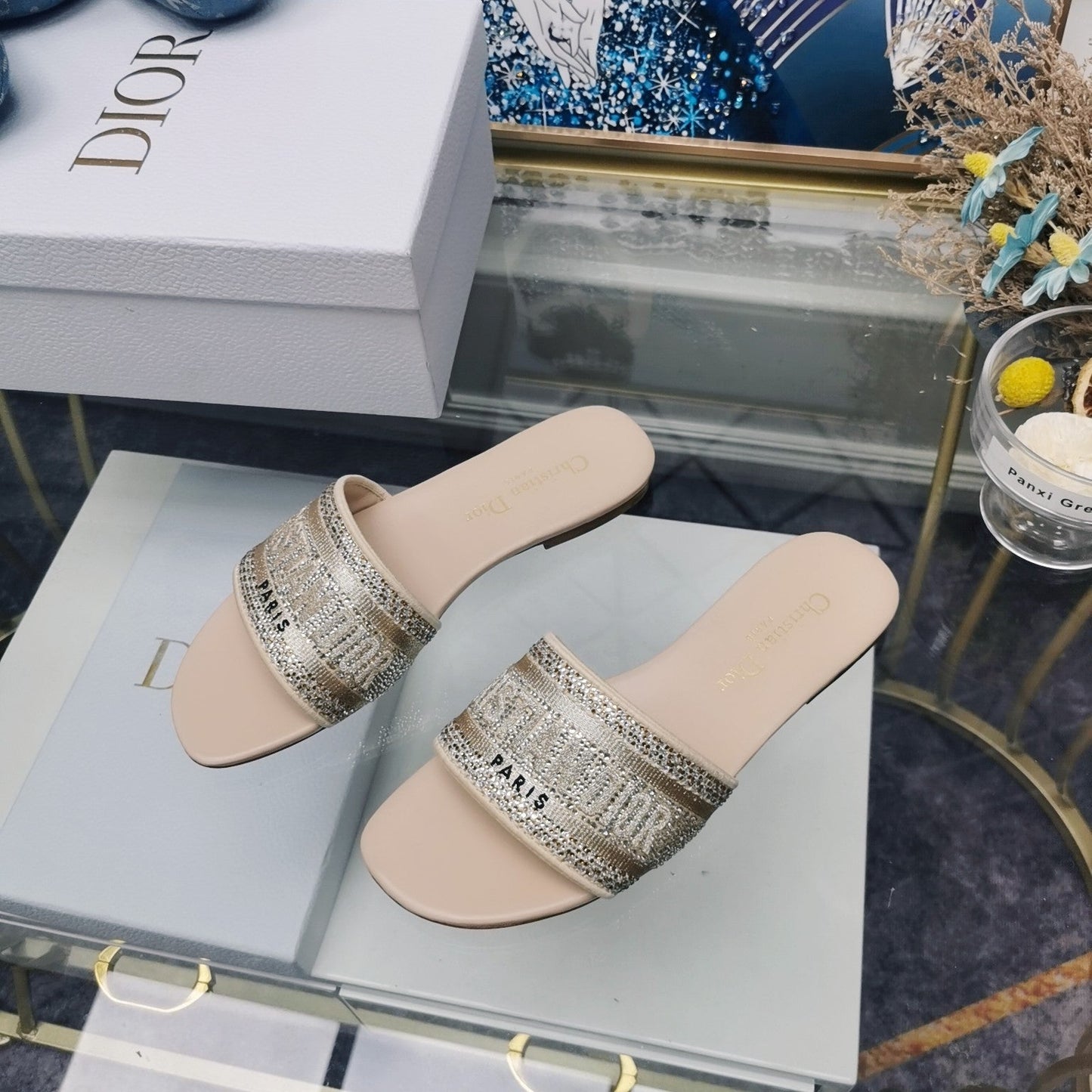 DIOR Mule Dway Slide 10mm Multi-motifs Style 22