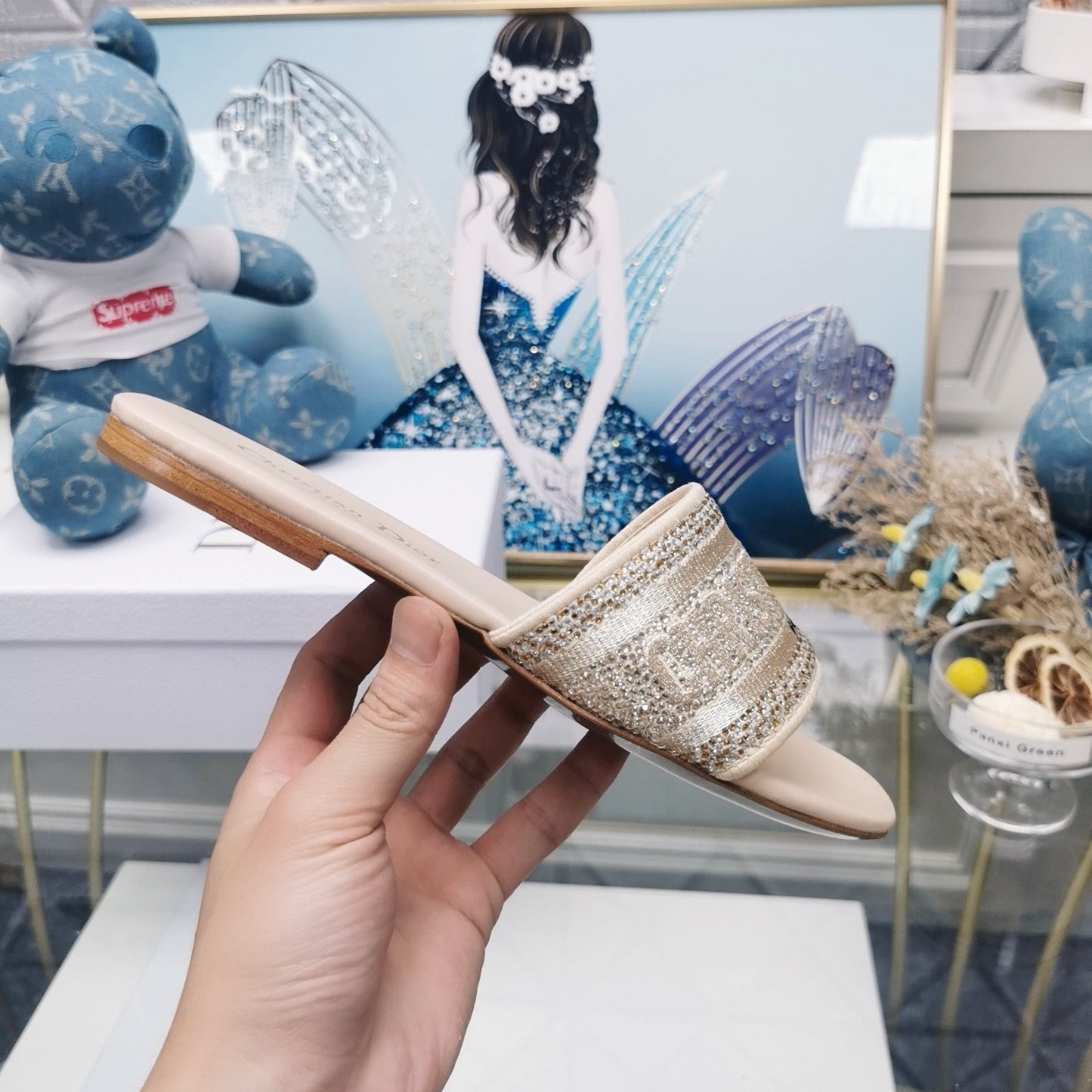 DIOR Mule Dway Slide 10mm Multi-motifs Style 22