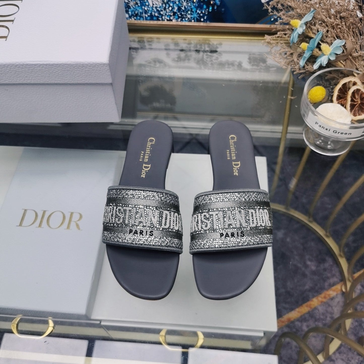 DIOR Mule Dway Slide 10mm Multi-motifs Style 21