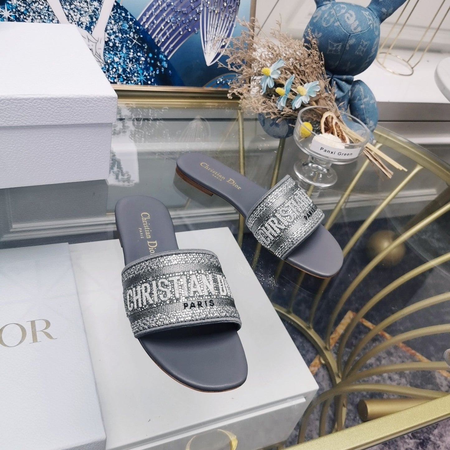 DIOR Mule Dway Slide 10mm Multi-motifs Style 21