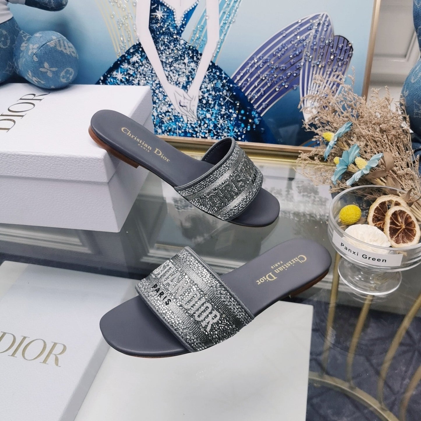 DIOR Mule Dway Slide 10mm Multi-motifs Style 21