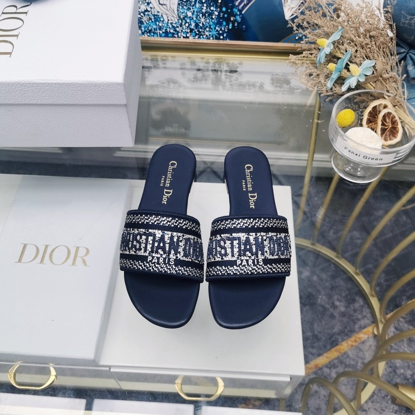DIOR Mule Dway Slide 10mm Multi-motifs Style 20