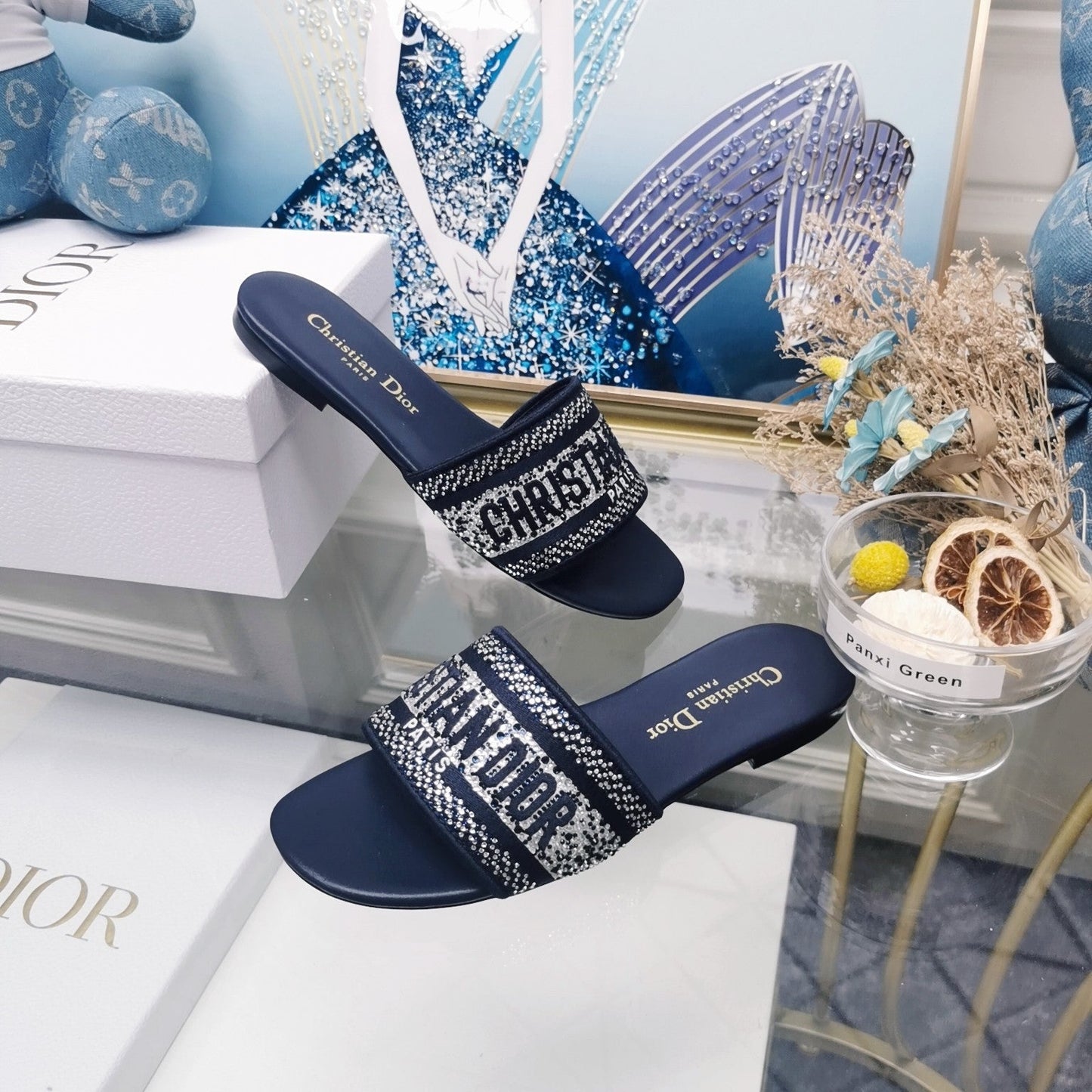 DIOR Mule Dway Slide 10mm Multi-motifs Style 20