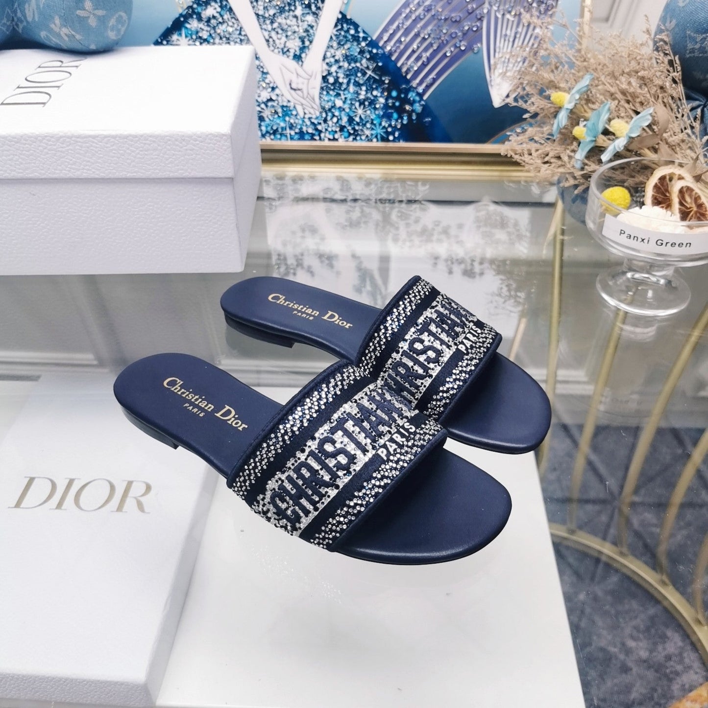 DIOR Mule Dway Slide 10mm Multi-motifs Style 20