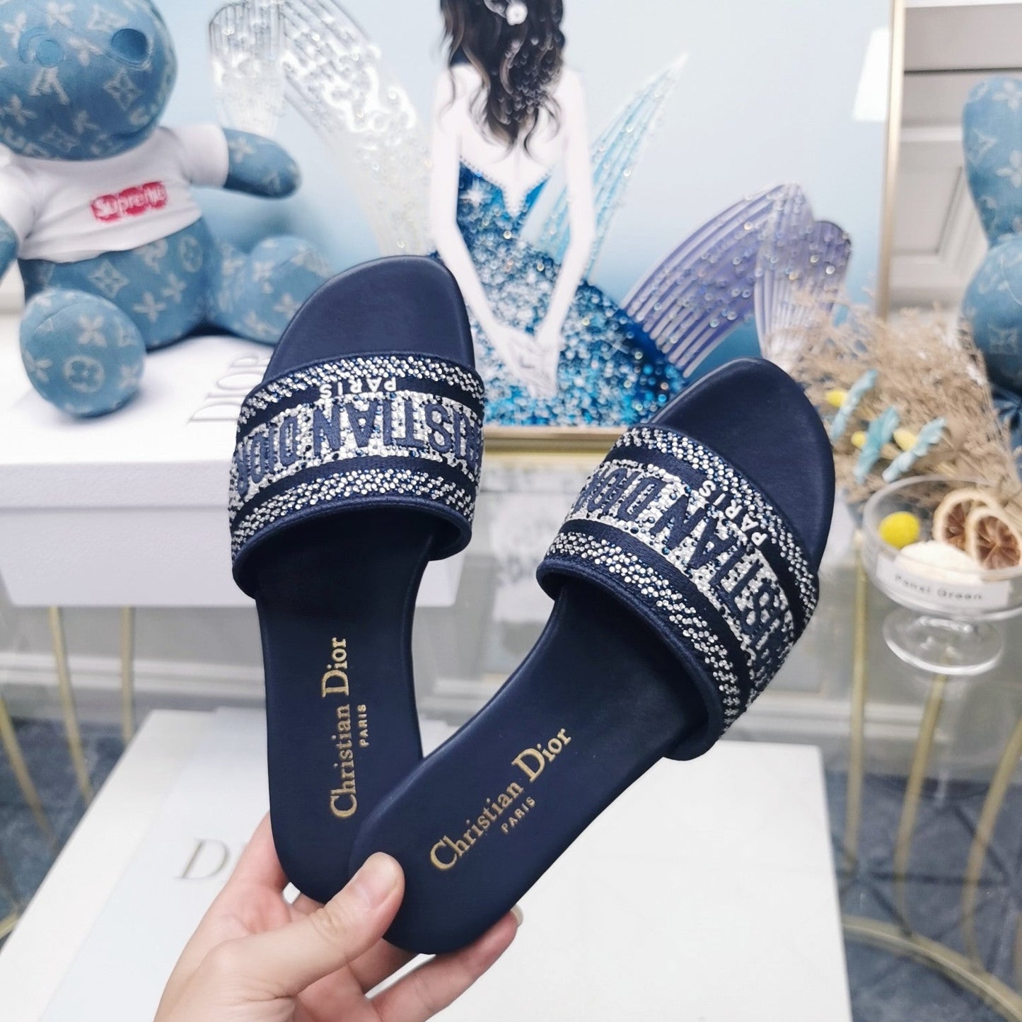 DIOR Mule Dway Slide 10mm Multi-motifs Style 20