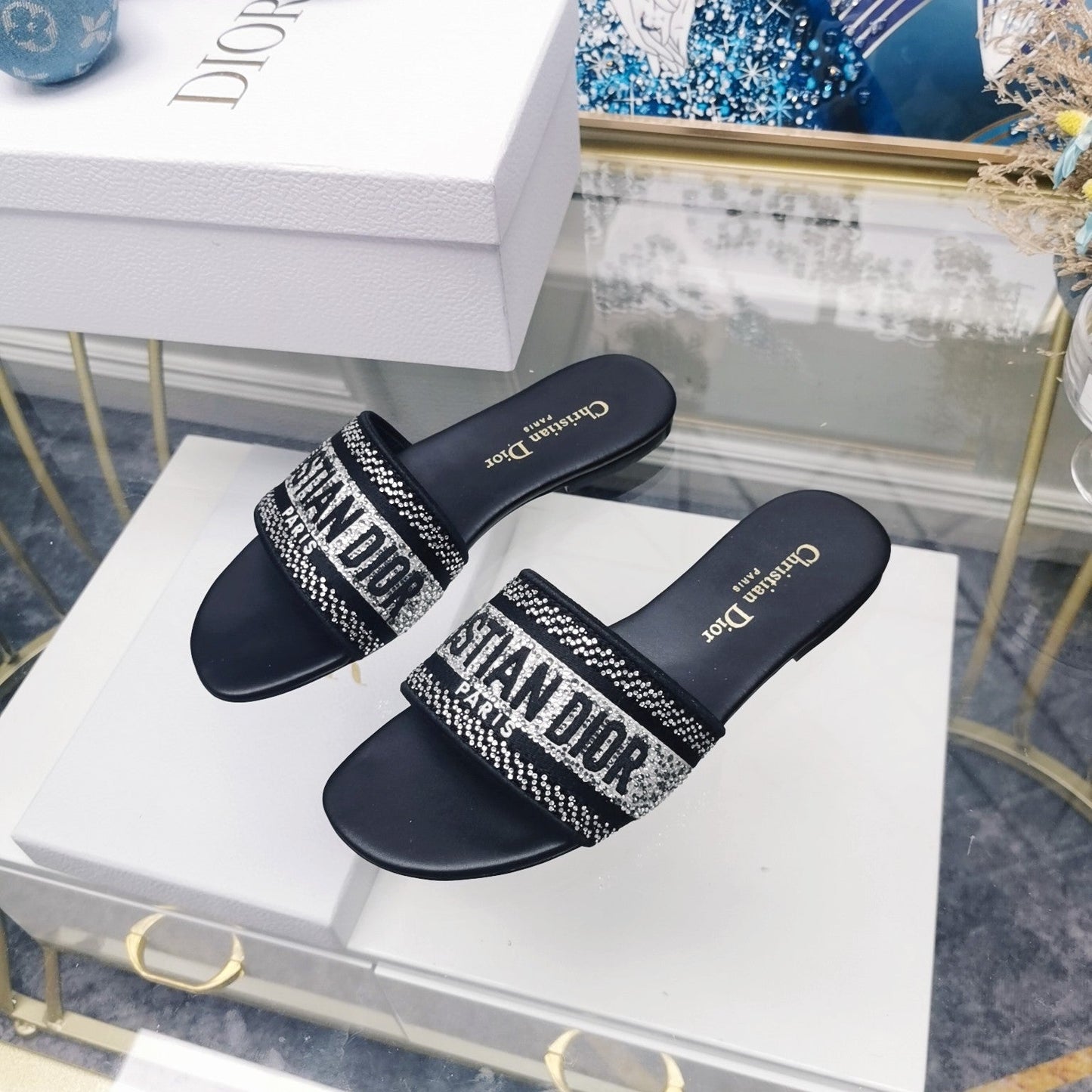 DIOR Mule Dway Slide 10mm Multi-motifs Style 19