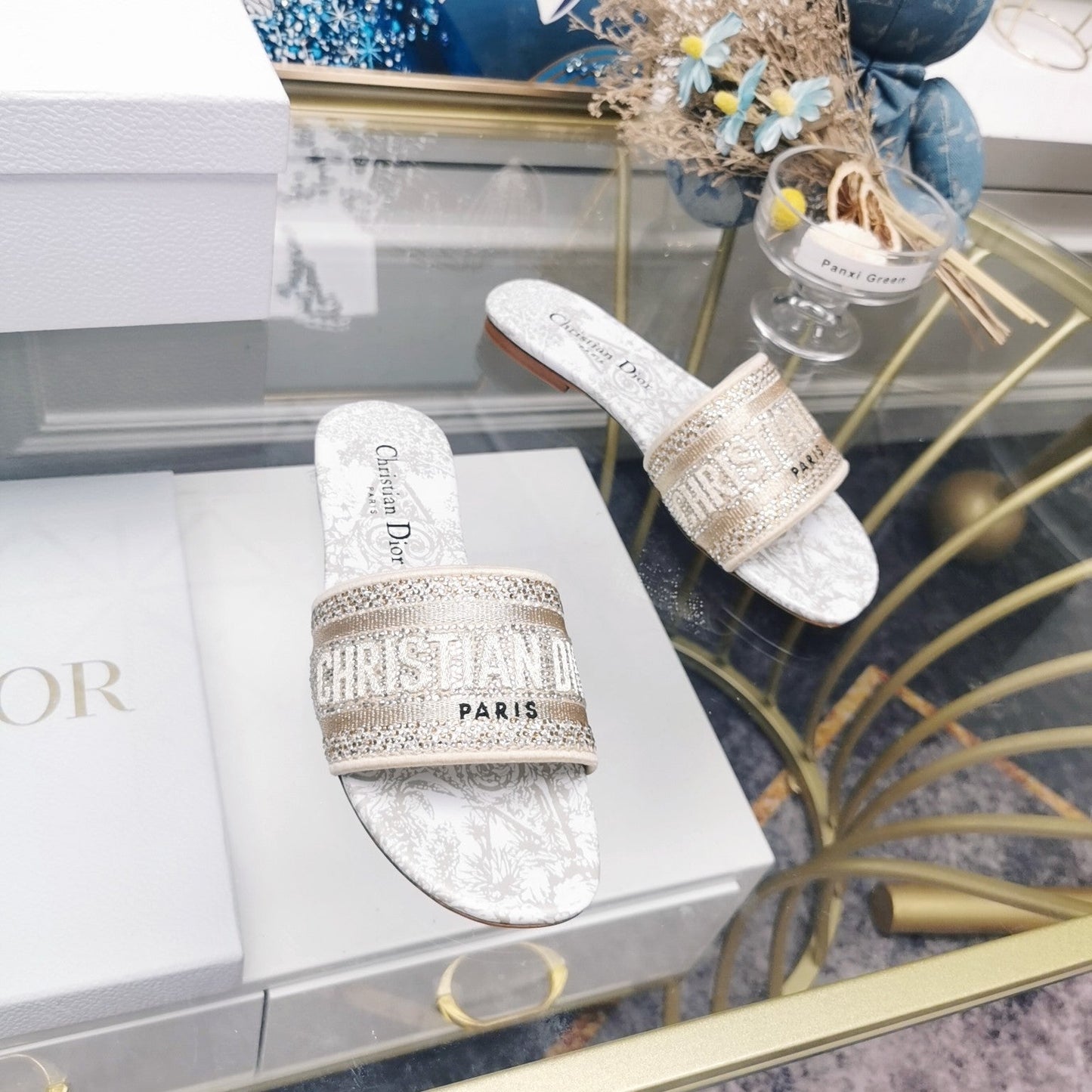 DIOR Mule Dway Slide 10mm Multi-motifs Style 18