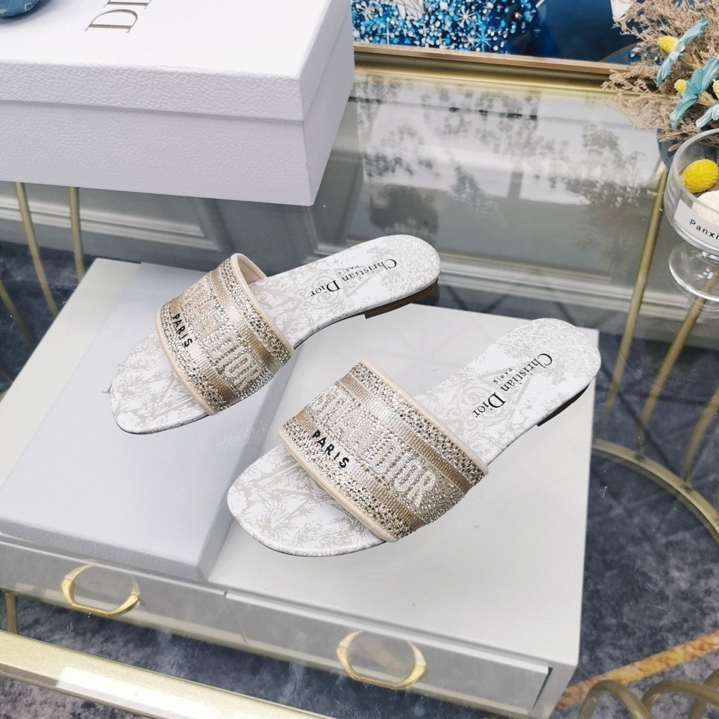 DIOR Mule Dway Slide 10mm Multi-motifs Style 18