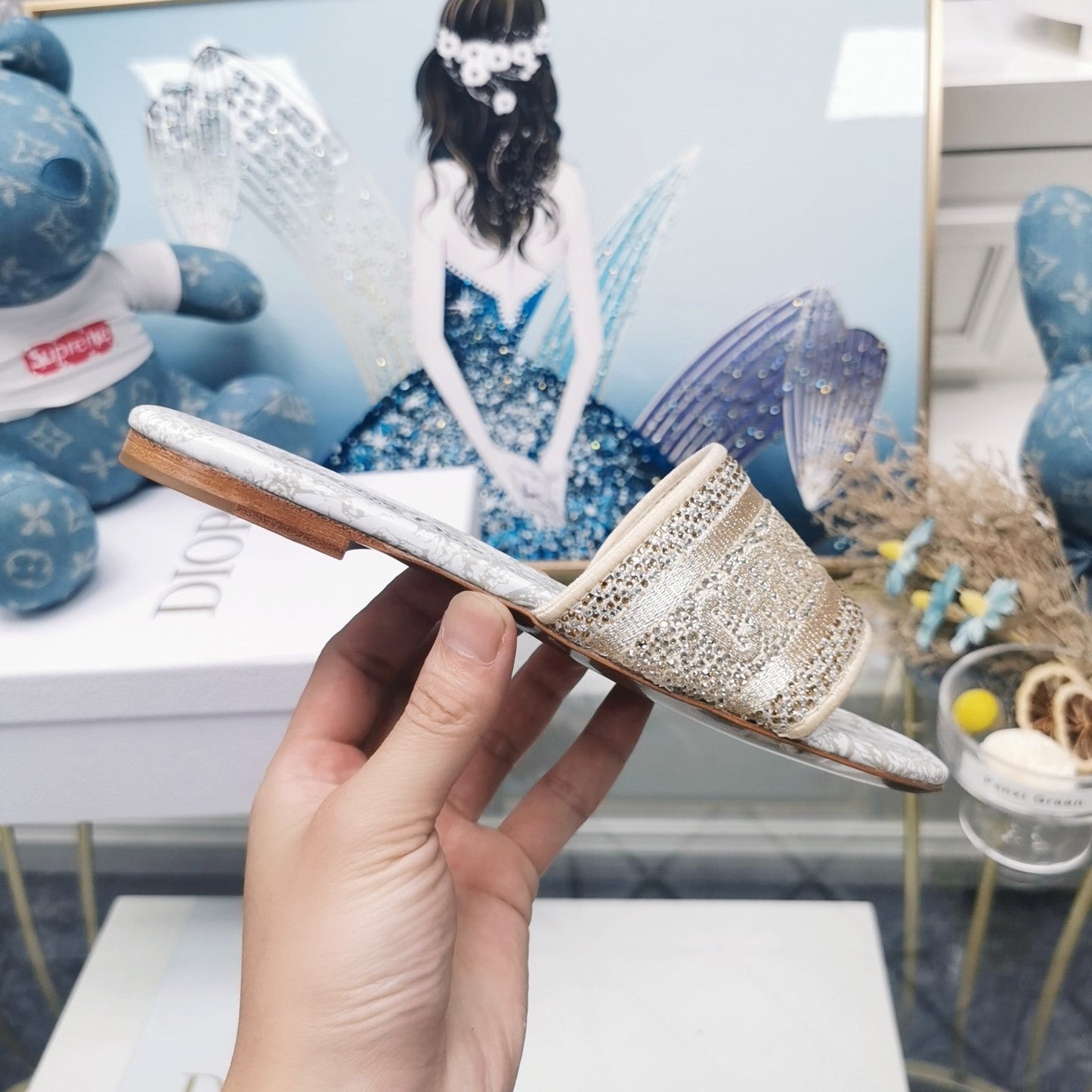 DIOR Mule Dway Slide 10mm Multi-motifs Style 18