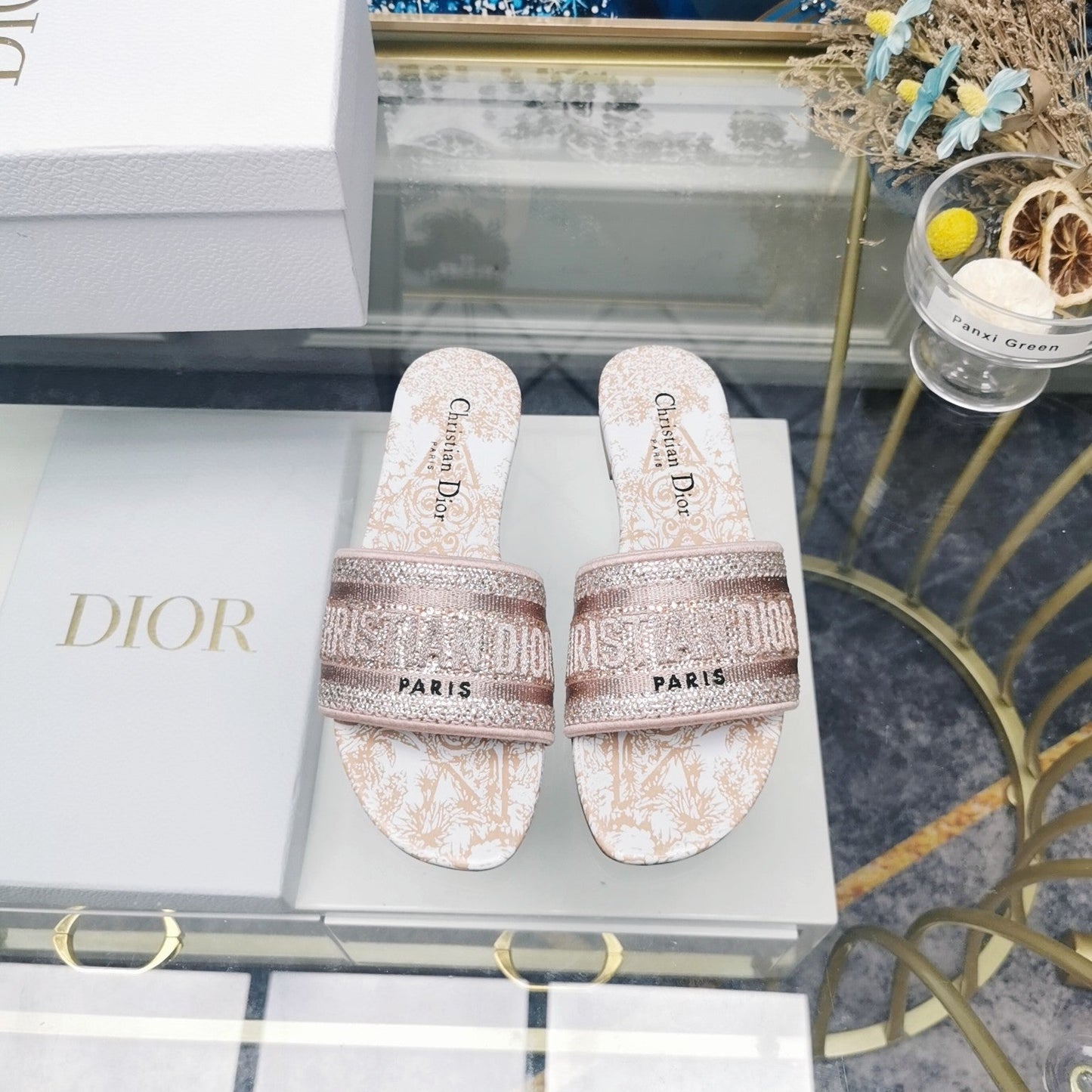 DIOR Mule Dway Slide 10mm Multi-motifs Style 16