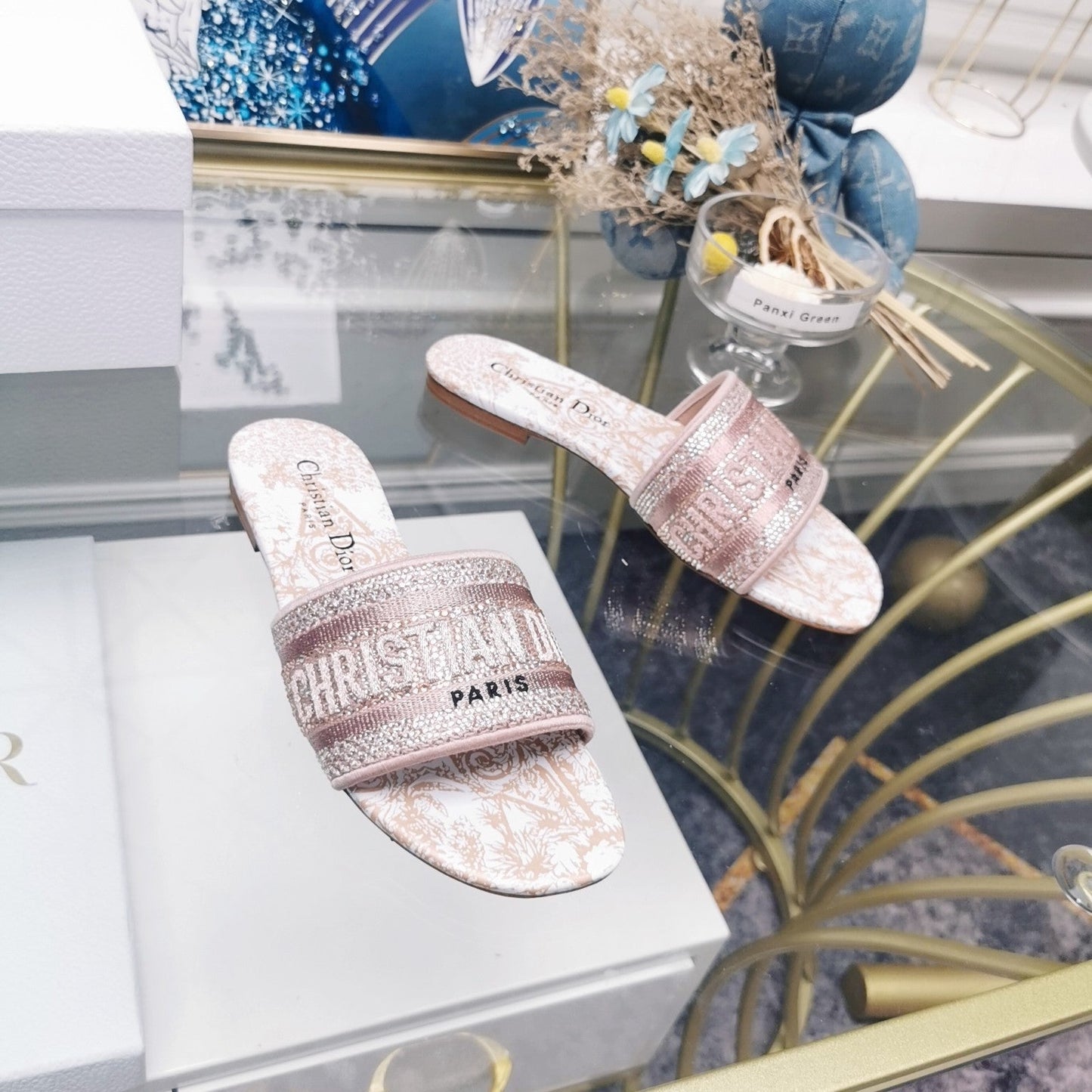 DIOR Mule Dway Slide 10mm Multi-motifs Style 16