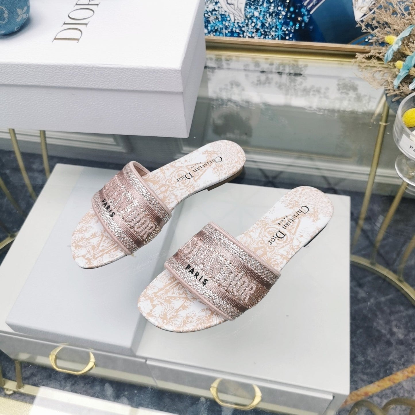 DIOR Mule Dway Slide 10mm Multi-motifs Style 16