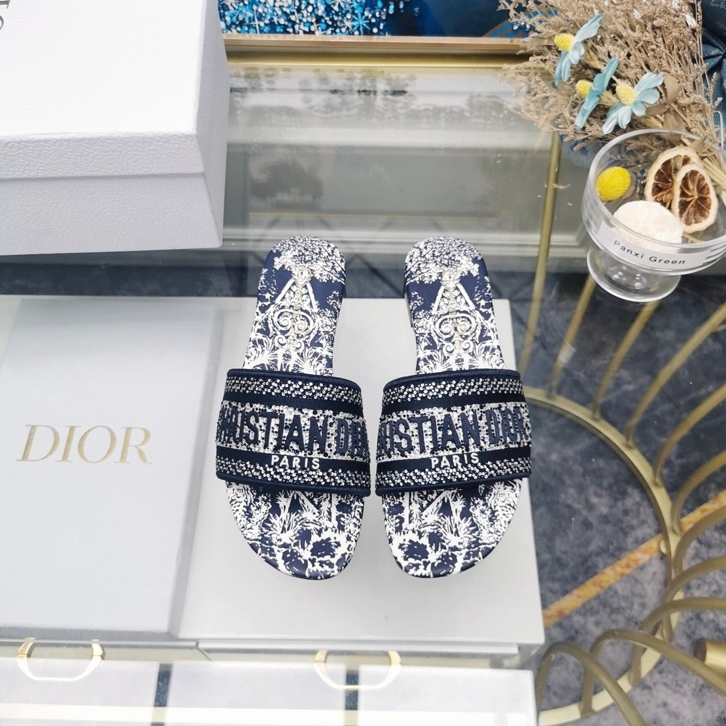 DIOR Mule Dway Slide 10mm Multi-motifs Style 15