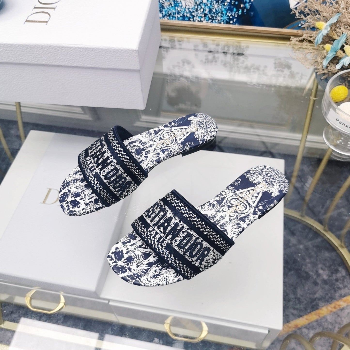 DIOR Mule Dway Slide 10mm Multi-motifs Style 15