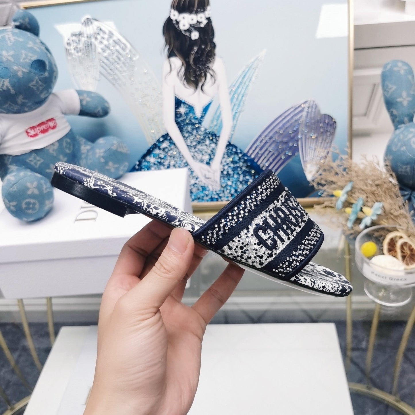 DIOR Mule Dway Slide 10mm Multi-motifs Style 15