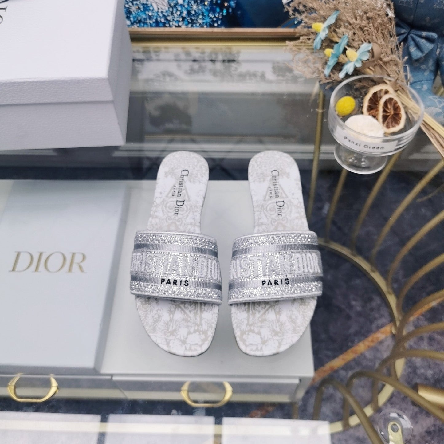 DIOR Mule Dway Slide 10mm Multi-motifs Style 14