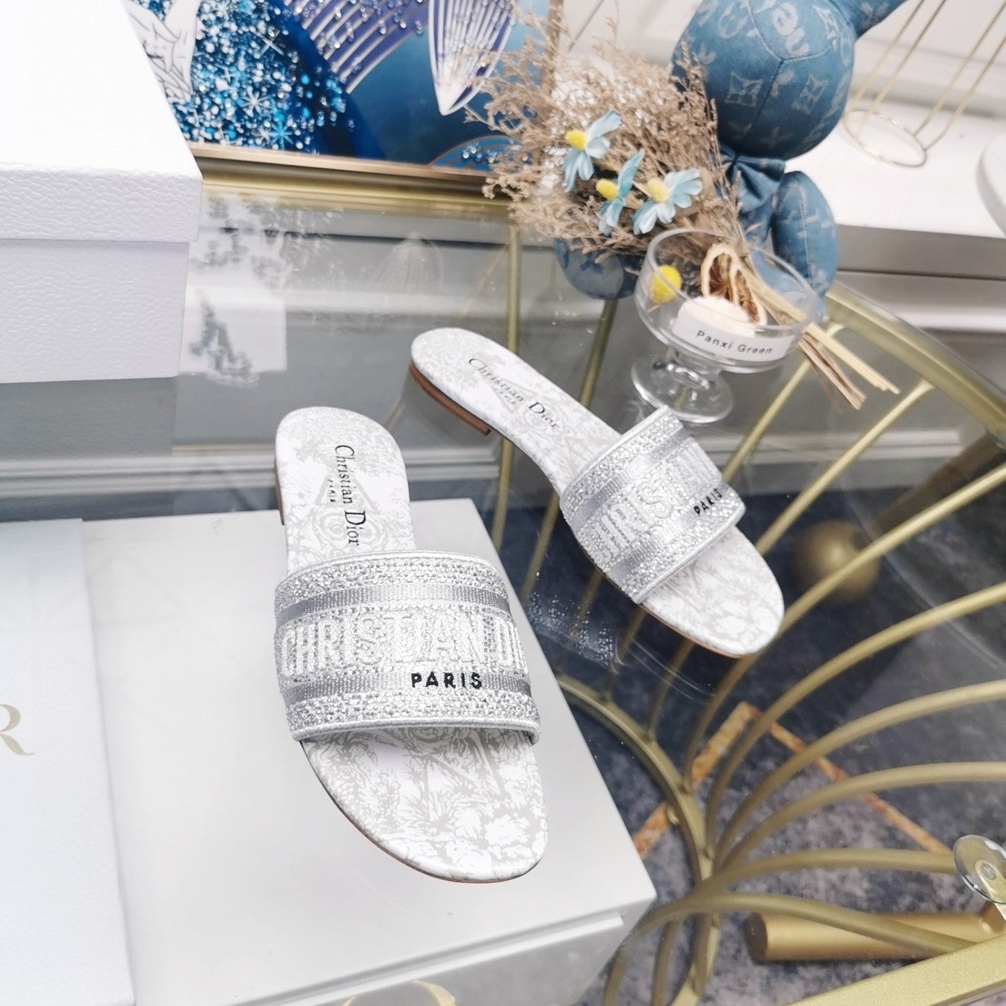 DIOR Mule Dway Slide 10mm Multi-motifs Style 14