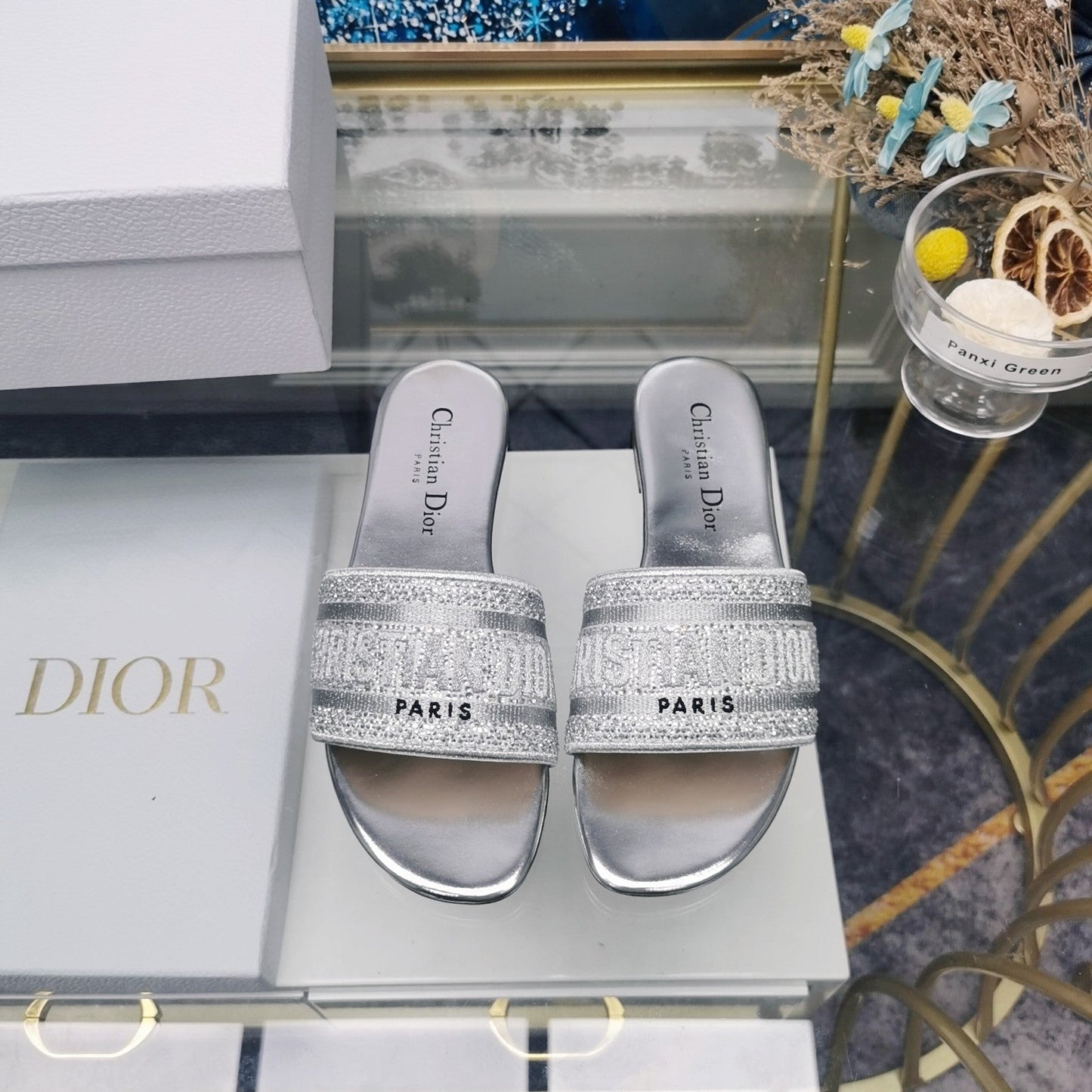 DIOR Mule Dway Slide 10mm Multi-motifs Style 24