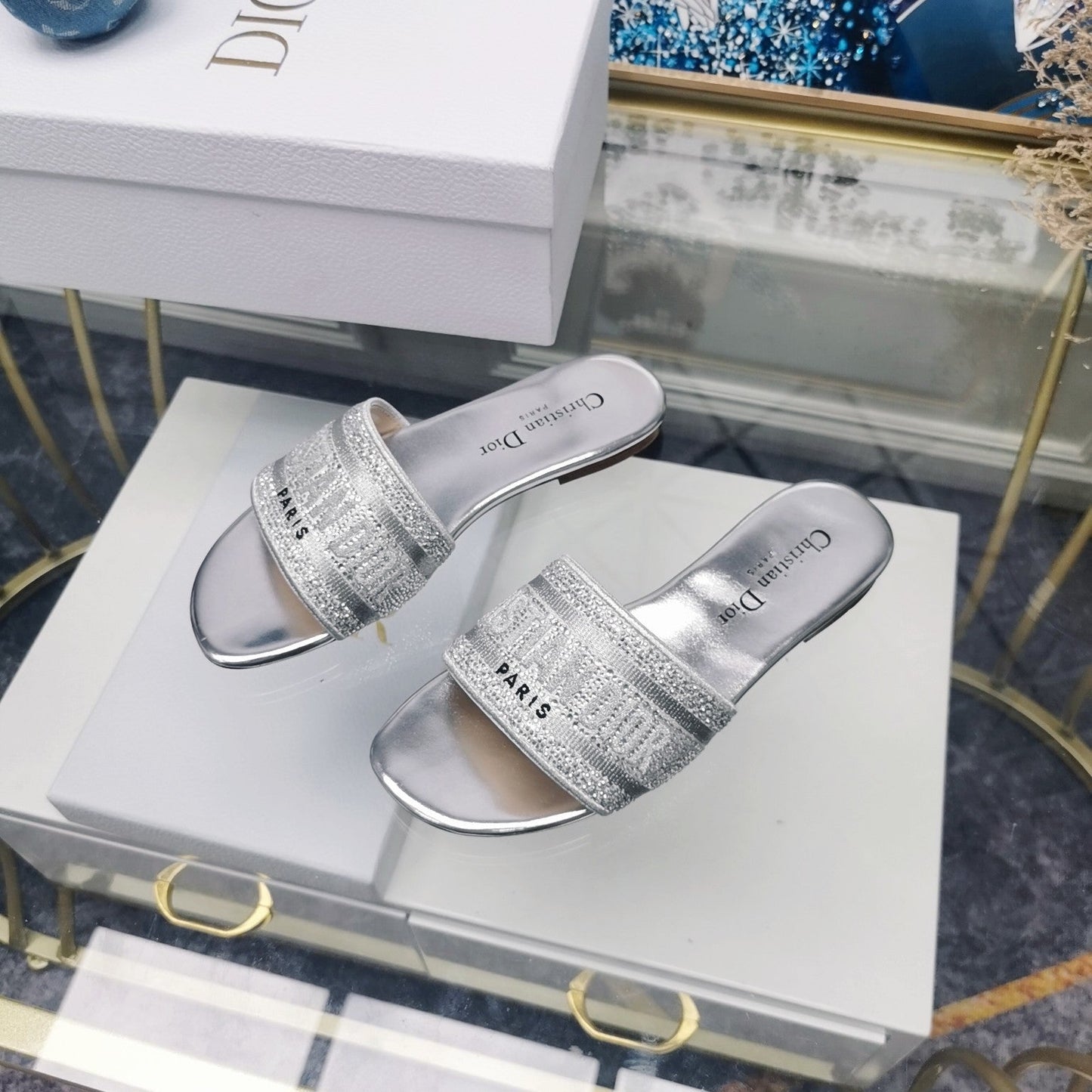 DIOR Mule Dway Slide 10mm Multi-motifs Style 24