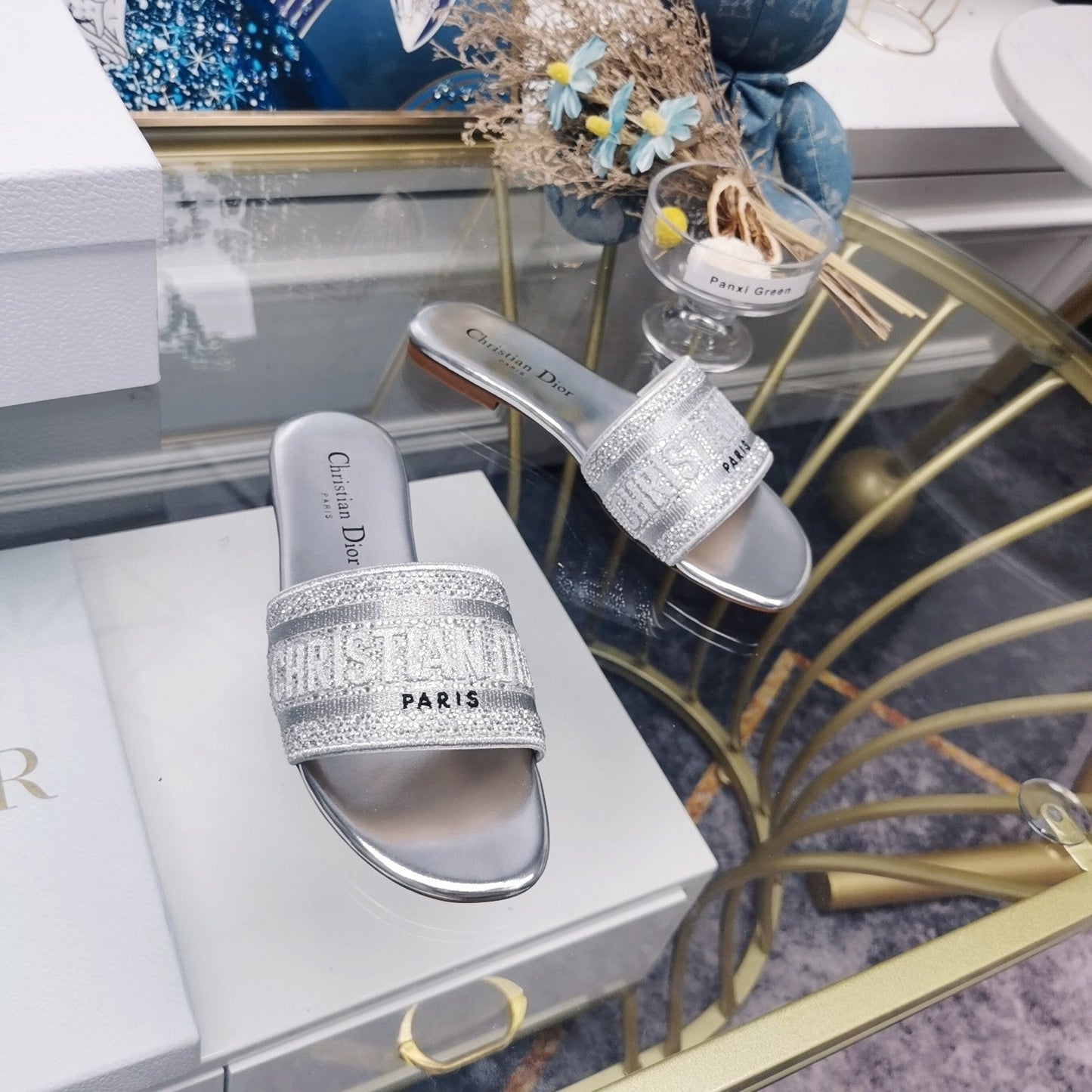 DIOR Mule Dway Slide 10mm Multi-motifs Style 24