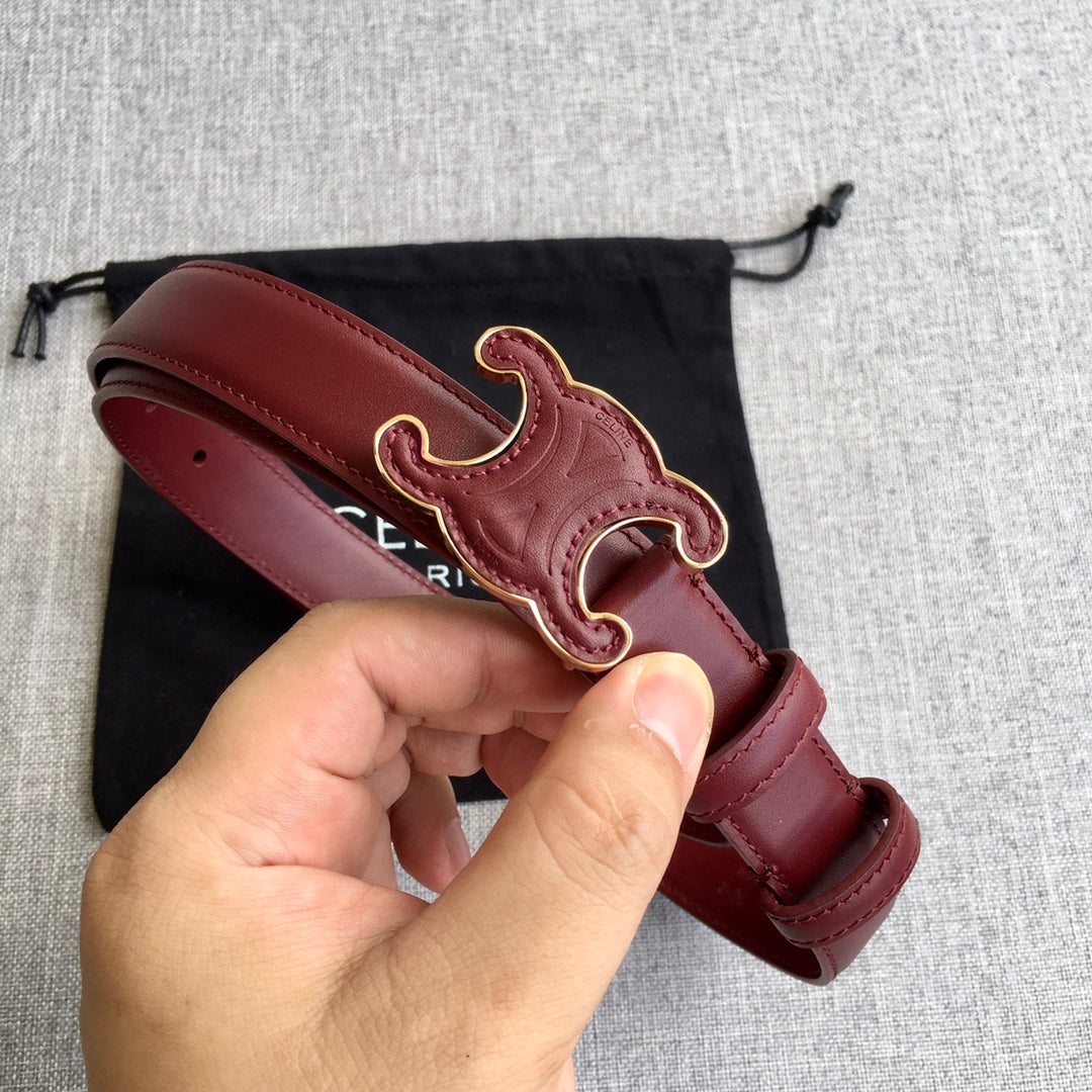 Celine Medium Cuir Triomphe Belt 25mm Wine Calfskin