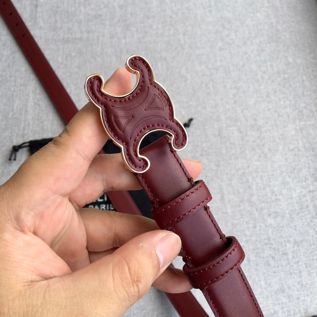 Celine Medium Cuir Triomphe Belt 25mm Wine Calfskin