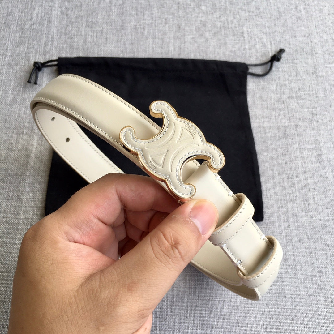 Celine Medium Cuir Triomphe Belt 25mm White Calfskin