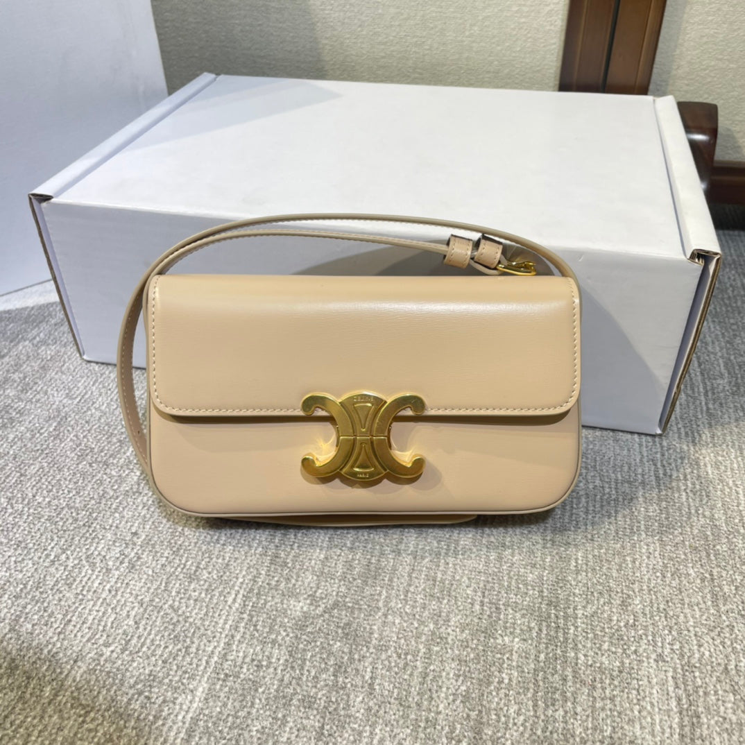 Celine classic triomphe 20 light beige calfskin gold hardware