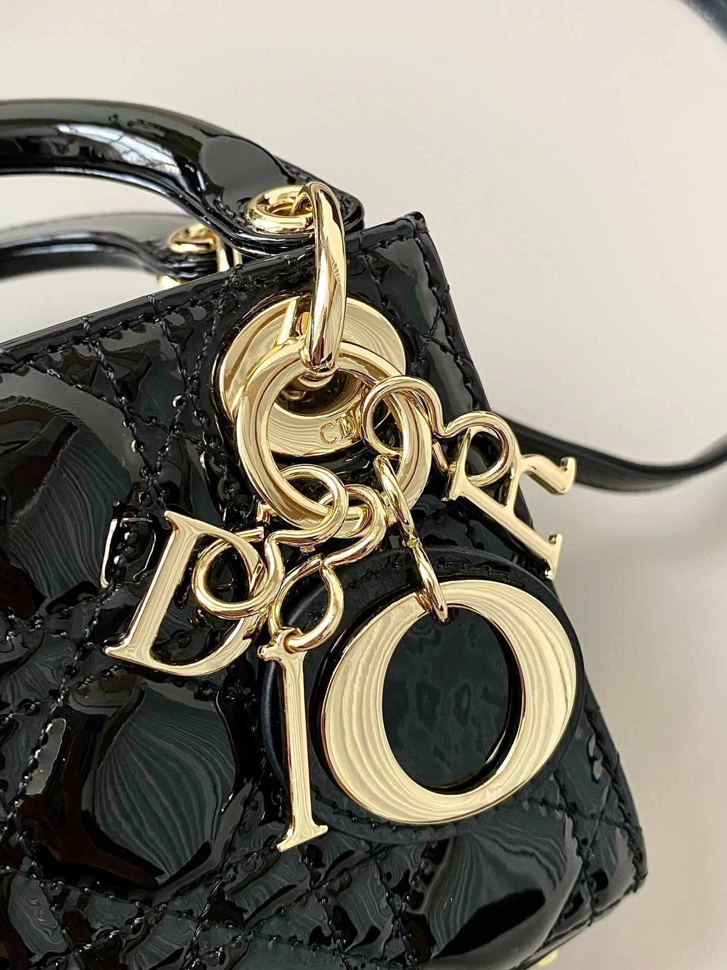 DIOR micro lady 12 black patent caslfskin
